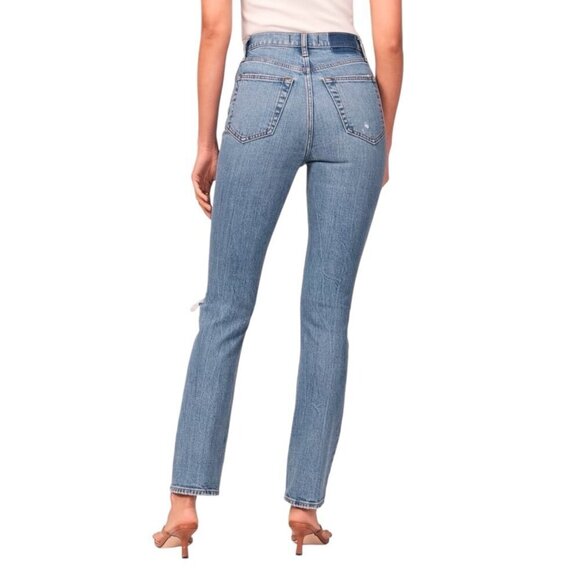 Abercrombie 8 (29) 90s Slim Straight Ultra High Rise Women’s Jeans Distressed - Picture 3 of 12
